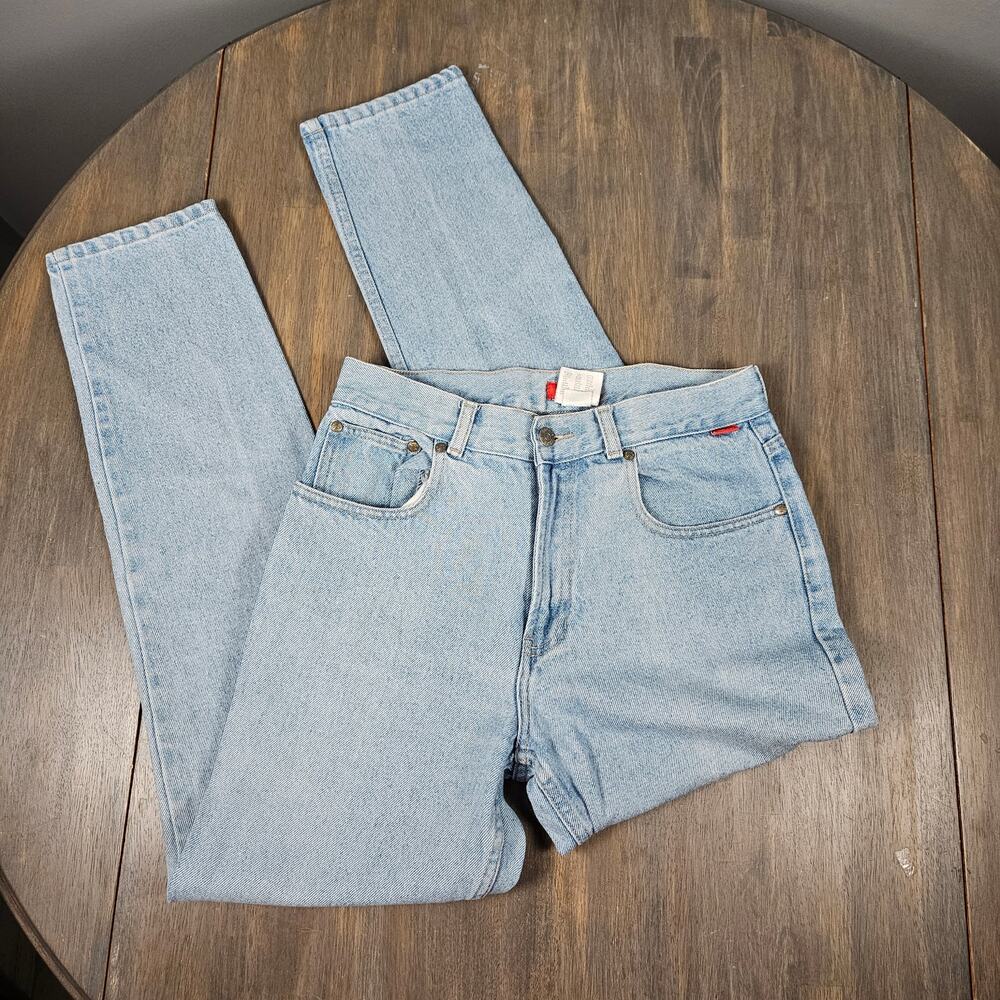 Esprit Womens 7 High Rise Tapered Mom Jeans 90s Vintage Light Wash Blue Denim